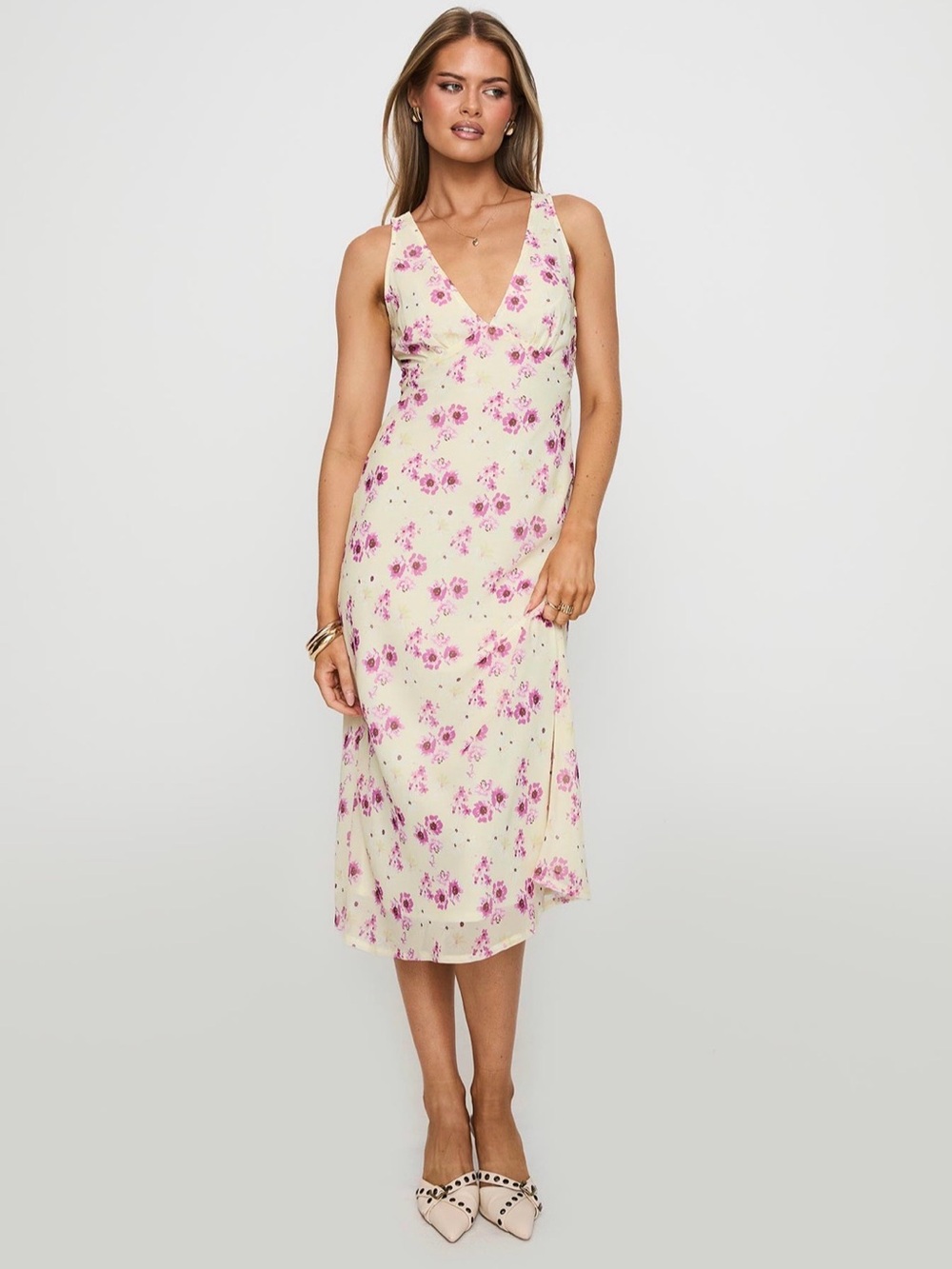 Nellie Midi Dress Yellow Floral - Picture 3 of 9